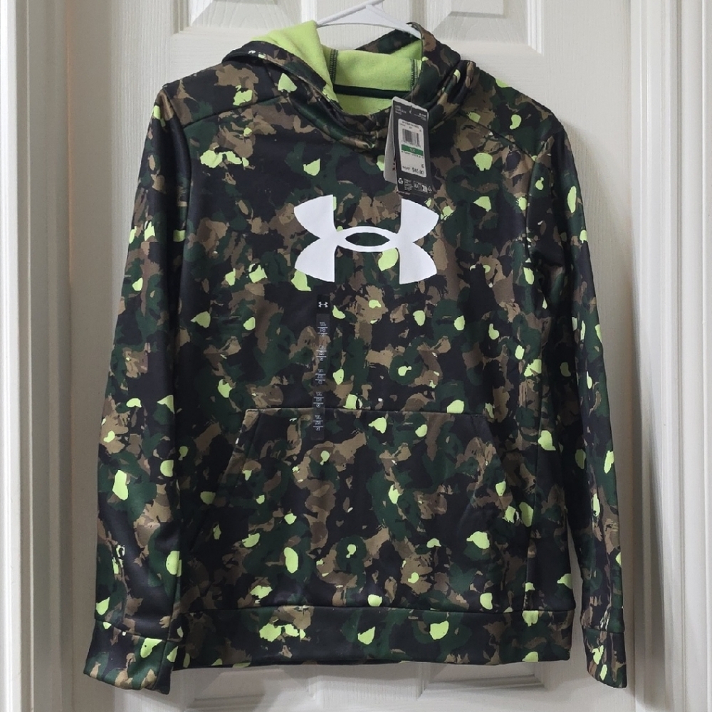 Under Armour Green Camo Hoodie with White Logo